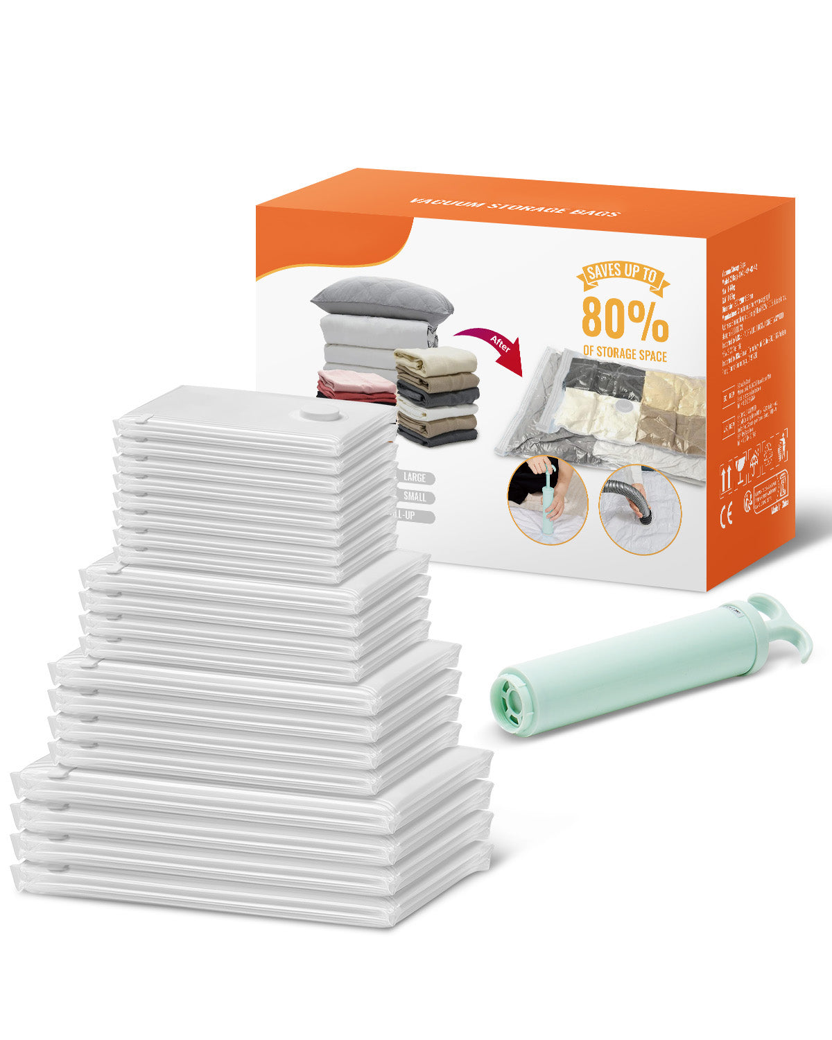 20-Pack Vacuum Storage Bags with Pump