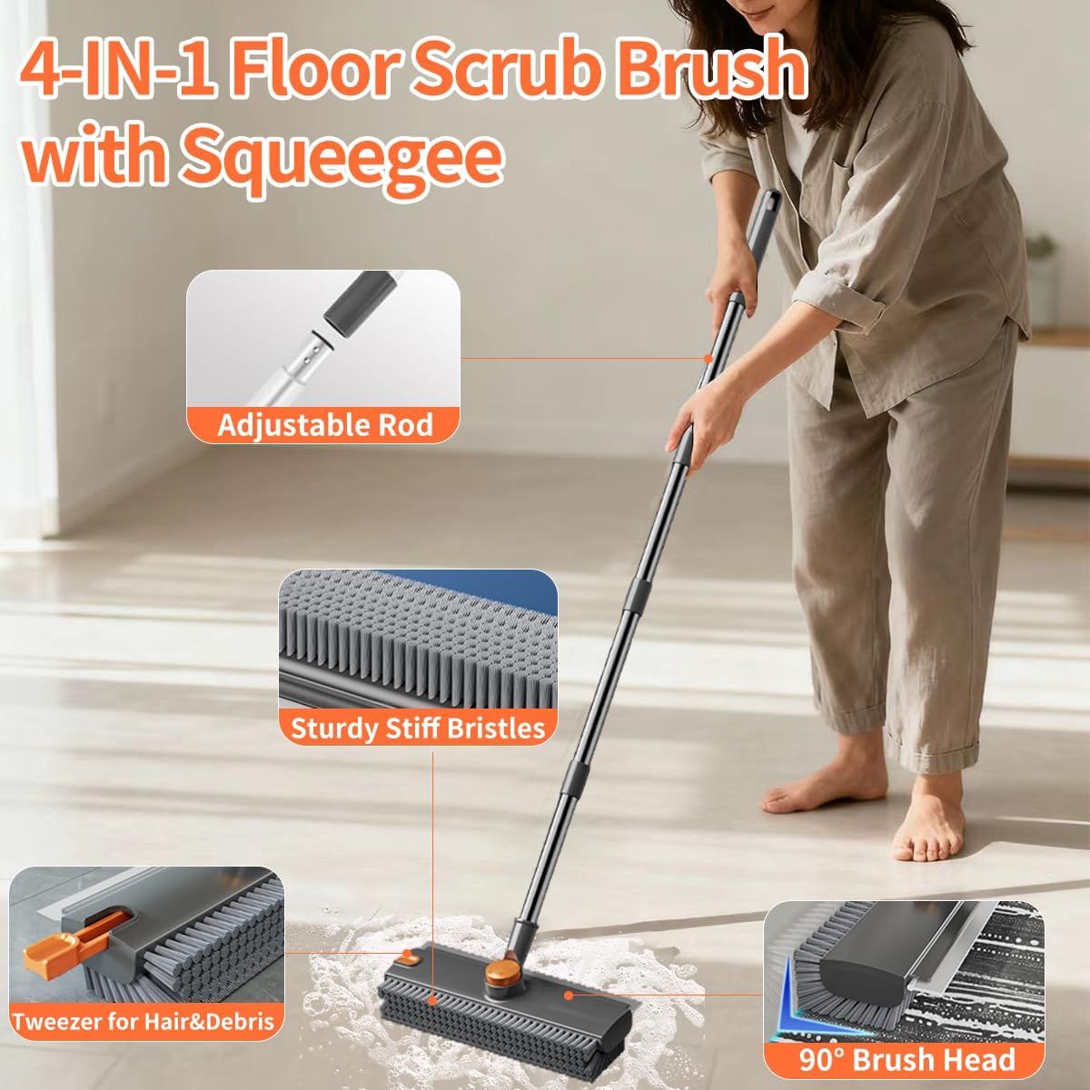 4-in-1 Extendable Floor Scrub Brush